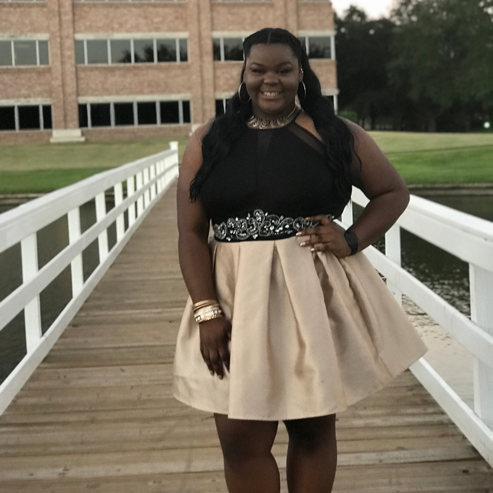 Black and gold silk bottom dress